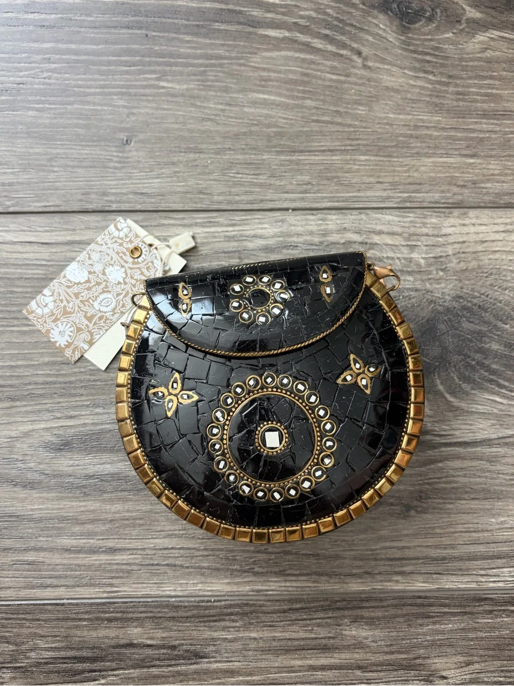 NWT Hard Shell Black Mosaic Tile Iron Bag
